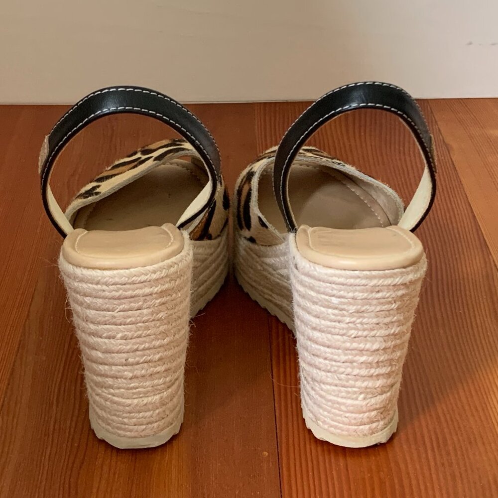 Castell Menorca Leopard Print Slingback Peep Toe Wedge Size 6.5 - Picture 6 of 7